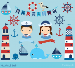 Nautical clipart, Sailboat clip art, Lighthouse clipart, Sailor, anchor,  whale