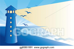 Clip Art Vector - Seaside lighthouse at dawn . Stock EPS ...