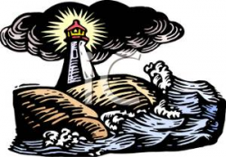 A Lighthouse In Stormy Weather - Royalty Free Clipart Picture