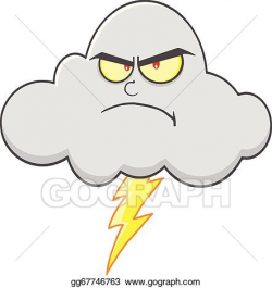 Vector Clipart - Angry cloud with lightning . Vector ...