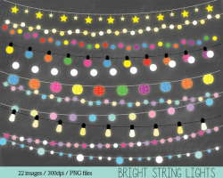 Fairy Lights Clipart, String Lights Clip Art, Christmas Lights, Colored  Coloured Lights - Personal & Commercial - BUY 2 GET 1 FREE!