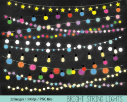 Fairy Lights Clipart, String Lights Clip Art, Christmas ...