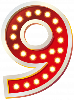 Red Number Nine with Lights PNG Clip Art Image | Gallery ...
