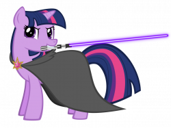 330698 - artist:wowfluttershy, cape, clothes, lightsaber, mouth hold ...