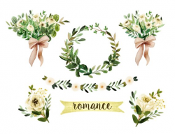 floral clipart, wedding clipart, watercolor wedding clipart ...