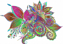 Clipart - Prismatic Ornamental Floral Line Art No Background