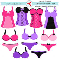 Lingerie Clipart Set - clip art set of bras, corsets, knickers ...