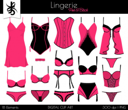 Lingerie Digital Clipart-Boudoir-Pink and