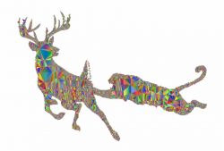 Deer And Mountain Lion Silhouette Mesh Polyprismatic ...