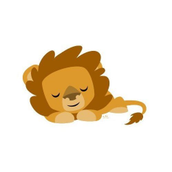 Sleeping Cartoon Lion round sticker: Everything Else ...
