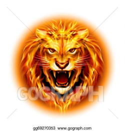 EPS Vector - Head of fire lion. Stock Clipart Illustration ...