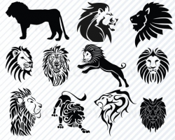 Lion Head SVG Bundle -Tribal Lions SVG Files For Cricut - Vector Images -  Aztec Lions Clip ArtEps, Png, dxf Lion Stencil ClipArt Silhouette