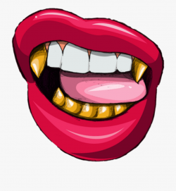 Fangs Sticker By - Lips With A Grill #1600551 - Free ...