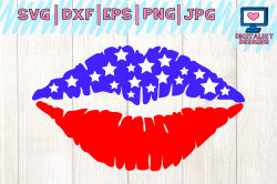 american flag lips svg, lips svg, stars svg, america svg, july 4th svg,  dxf, png, cricut, silhouette, svg files, patriotic svg