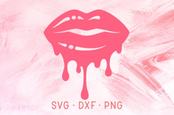 Dripping Lips SVG DXF PNG Cut Files, Cute Baby Pink Glossy Lipstick Make Up  Look Logo, Lip Drip For Cricut, Sexy Feminine Tattoo Clipart