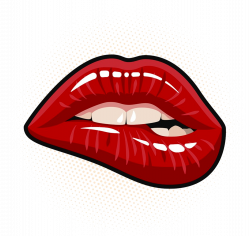Lips Clipart Png - Pop Art Biting Lip , Transparent Cartoon ...