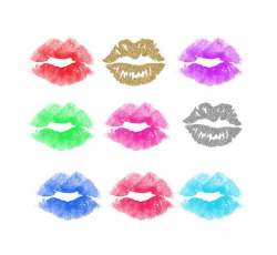 Watercolor Lips Clipart, Pink Red and Gold, Silver, Glitter Lipstick Smear  Smudge Clip Art