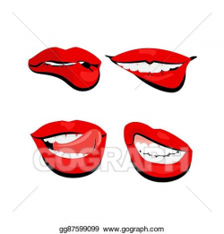 EPS Vector - Colored icons sexy shiny red lips. Stock ...