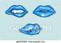 Vector Art - Blue lips. EPS clipart gg64443454 - GoGraph