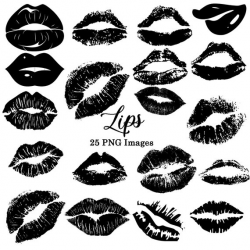 Black and White Kisses, Lips Clipart #7, Custom Invitations ...