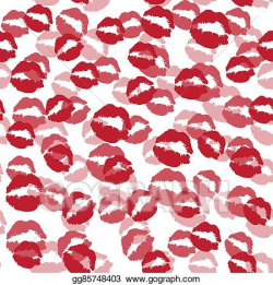 Vector Art - Seamless pattern with a lipstick kiss. Clipart ...