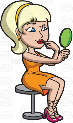 A woman applying lipstick #cartoon #clipart #vector ...