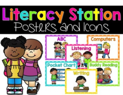 Literacy Stations Posters and Icons {Bright Polka Dots}