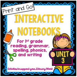 First Grade Interactive Notebook Unit 3 {5 SETS} Reading, Spelling, Grammar