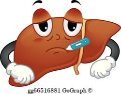 Vector Illustration - Sick unhealthy sad liver with ...