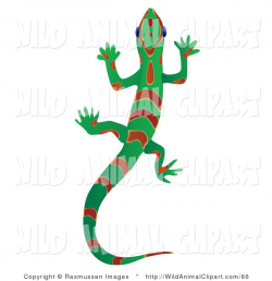 Clip Art of a Green and Red Gecko Lizard with Red Stripes ...