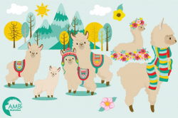 Llama fun clipart, graphics, illustrati | Design Bundles