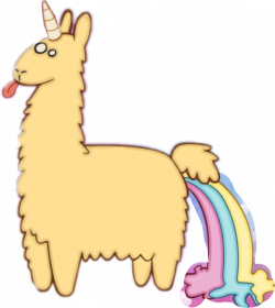 cute unicorn lama art - Sticker by Caity