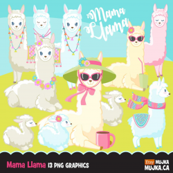 Llama clipart. Cute Mama Llamas for Mother's Day, animal ...
