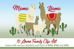 Llama clipart Cactus clipart Mama llama No drama llama