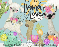 Cute Llama Clipart, Llama Clipart, Llamas and cactus, bright colorful  lamas, llamas art, cactus art, llama planner, llama flowers, planner