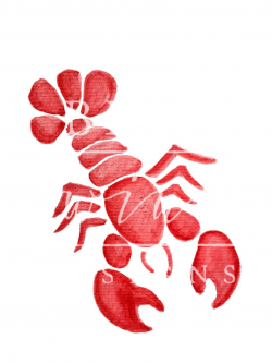 RED MAINE LOBSTER Watercolor Clipart