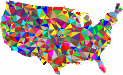Clipart - Flat Color Low Poly America USA Map