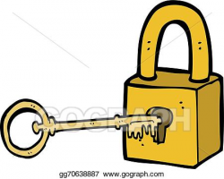 Vector Stock - Cartoon padlock and key. Clipart Illustration ...