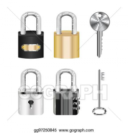 EPS Illustration - Set of real steel master lock and key ...