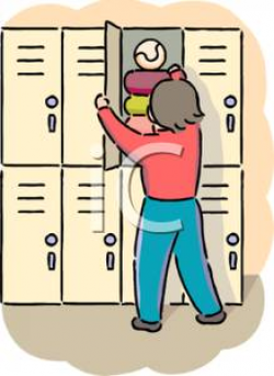 Kid Putting Stuff In a School Locker - Royalty Free Clipart ...