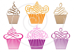 Cupcakes digital clip art set, muffins, cakes, clipart for ...