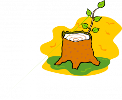 Tree Stump with New Branch - Vector Image