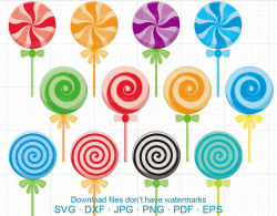 Lollipop Clipart SVG, Sweets Candy Clipart SVG DXF Silhouette Cricut ...