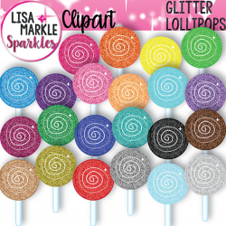Rainbow Clipart, Glitter Clipart, Candy Clipart, Lollipop ...
