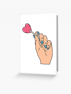 hand holding heart lollipop | Greeting Card