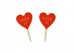 'Suck It' Heart-shaped lollipop Earrings
