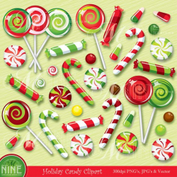 HOLIDAY Clip Art CHRISTMAS CANDY Clipart Illustrations ...