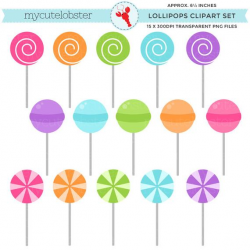 Lollipops Clipart Set - clip art set of candy, lollies, lollipop, sweets,  lolly - personal use, small commercial use, instant download