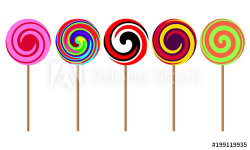 five multi-colored lollipops on wooden sticks - Buy this ...