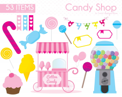 Candy Clipart, Candy Shop clipart, Lollipop Clipart, Sweet ...